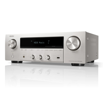 Angle view of silver Denon DRA-900H Stereo Network Receiver