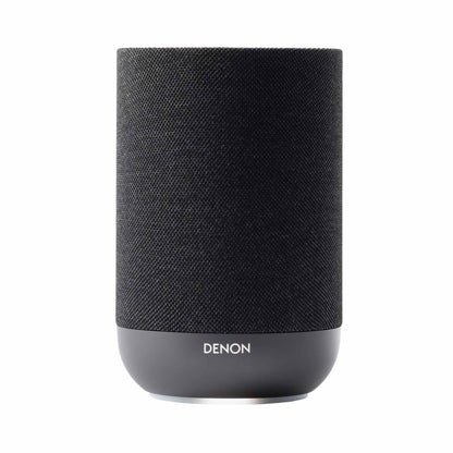 Front of black Denon Home 200 Speaker on white background