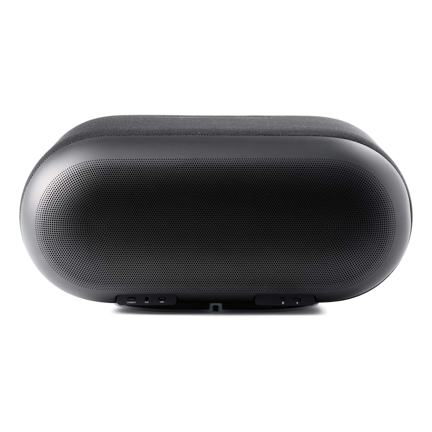 Back view of black Denon Home 600 Wireless Speaker on white background