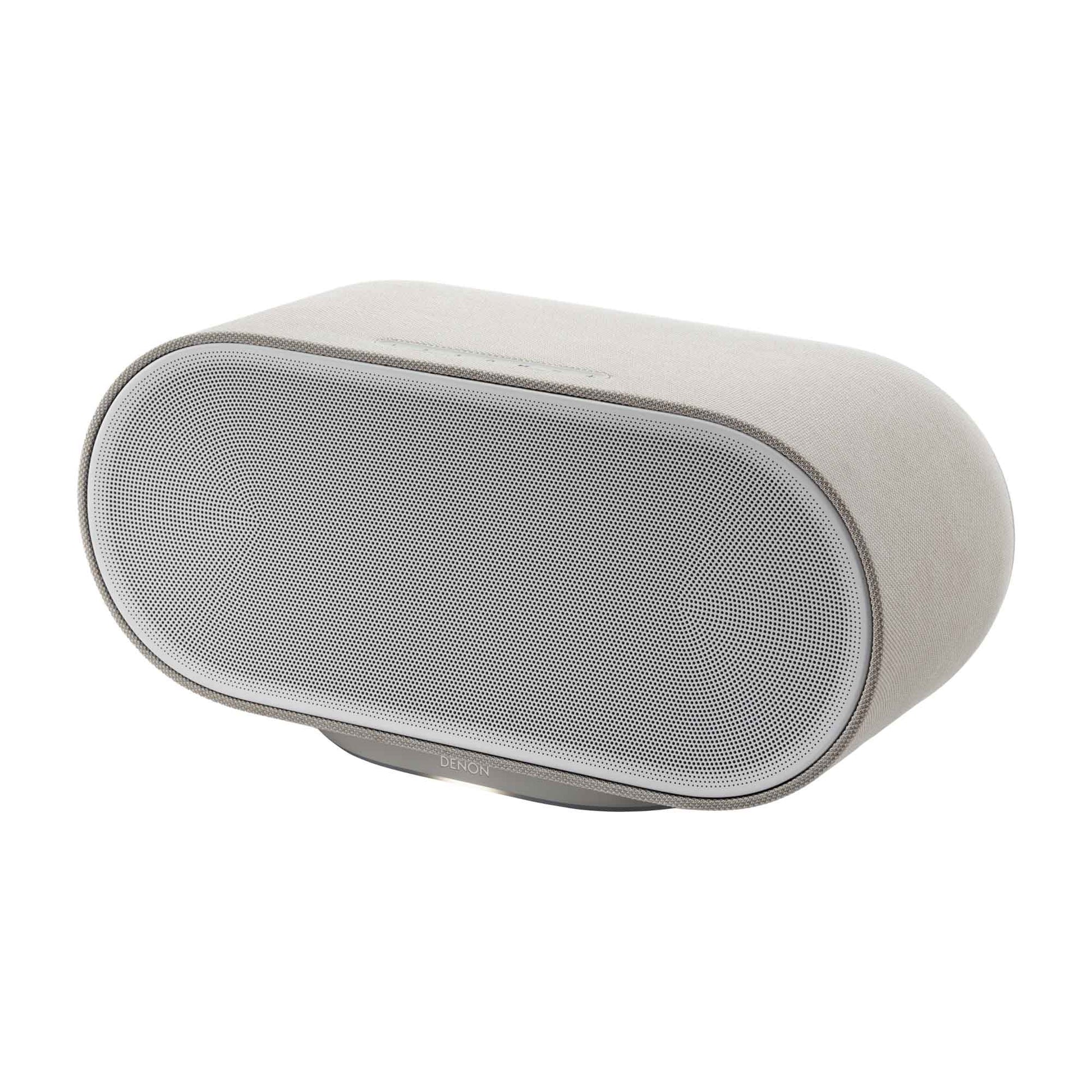 Front angle view of Denon Home 600 Wireless Speaker in white on white background