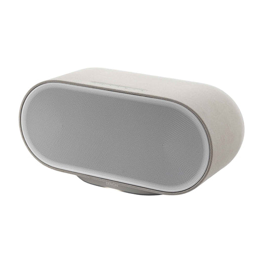 Front angle view of Denon Home 600 Wireless Speaker in white on white background