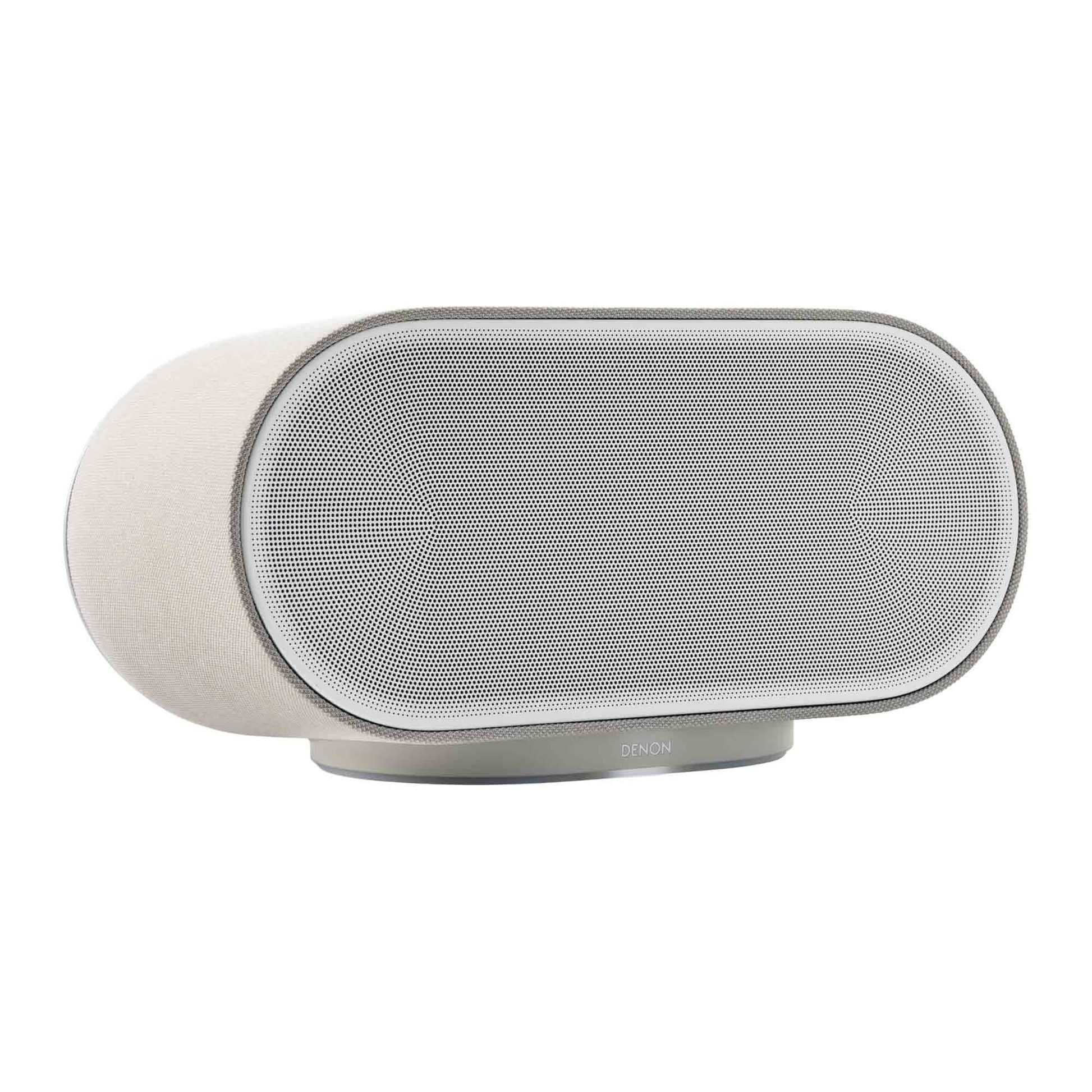 Front angle view of Denon Home 600 Wireless Speaker in white on white background