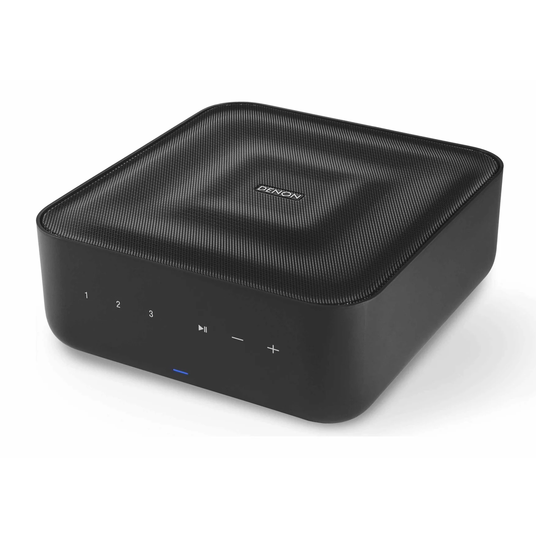 Front top angle of Denon Home Amp on white background
