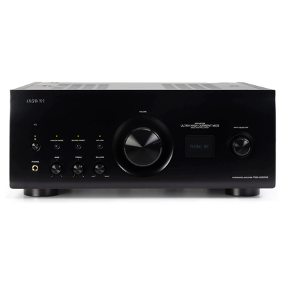 Front view of black Denon PMA-3000NE Integrated Amplifier