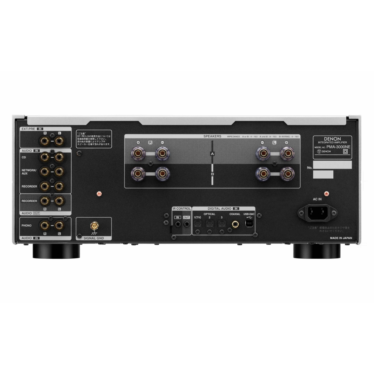 Back view of Denon PMA-3000NE Integrated Amplifier