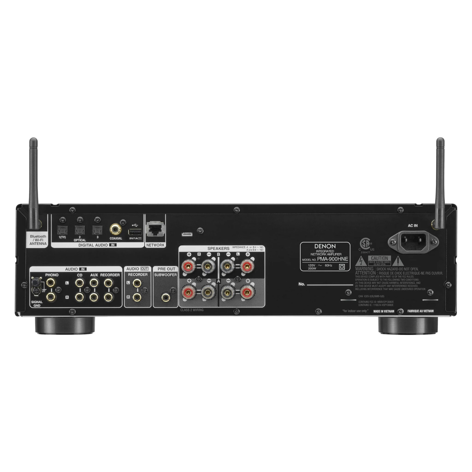 Back view of Denon PMA-900HNE Streaming Amplifier