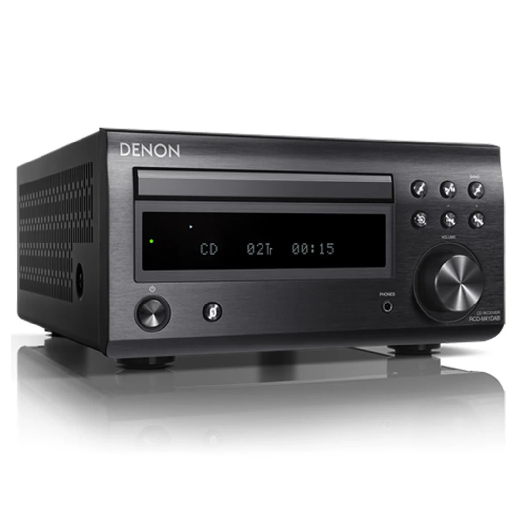 Denon audio receiver on a white background