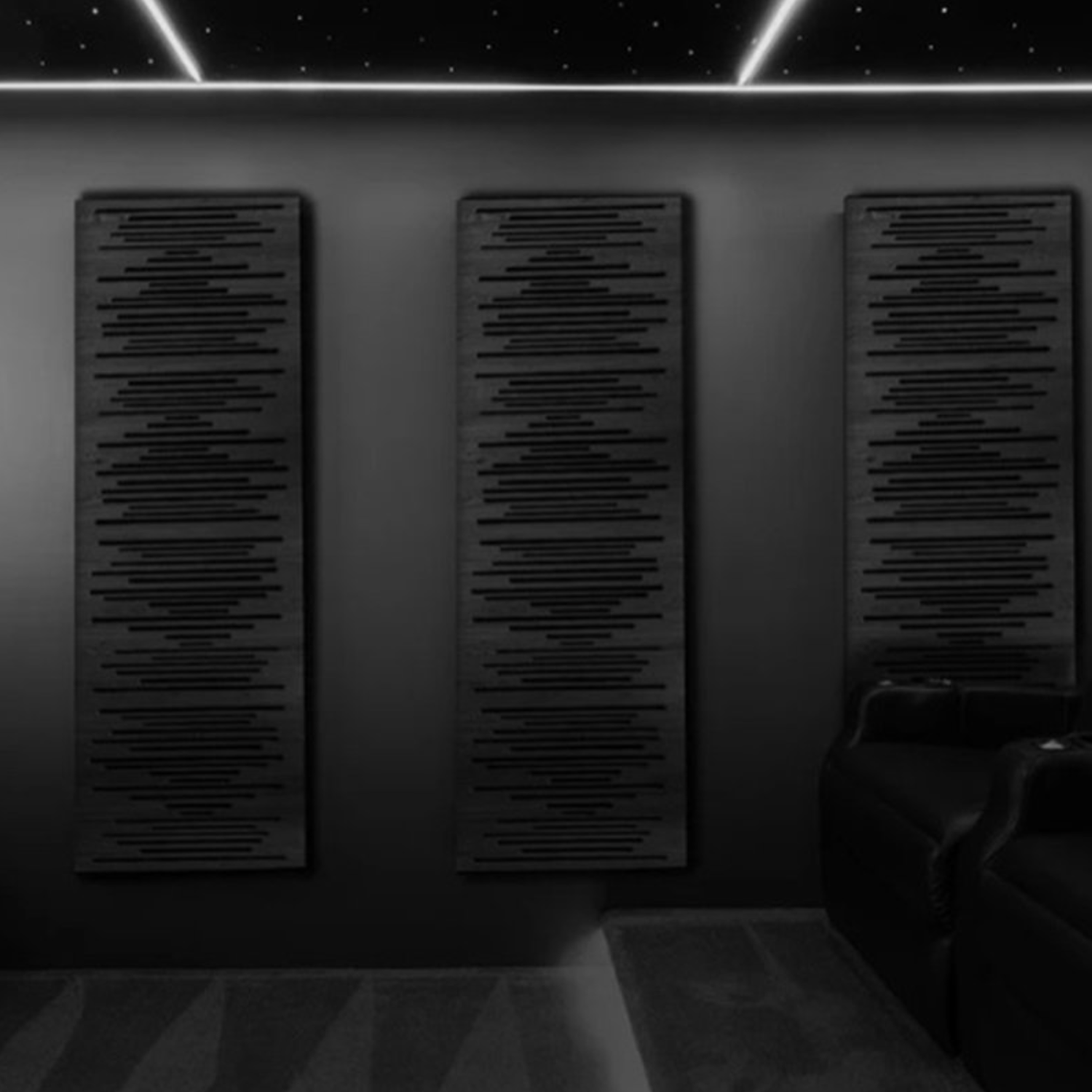 DTX Design Timber Grooved Acoustic Panel on wall in cinema