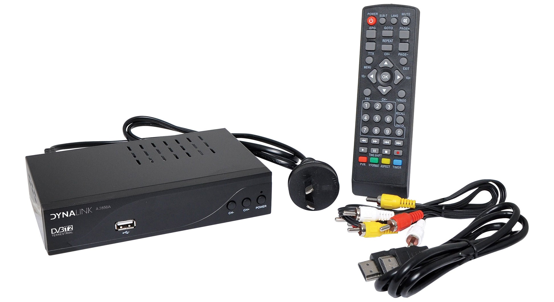Dynalink A2856A High Definition Digital Set Top Box - Shown with Accessories