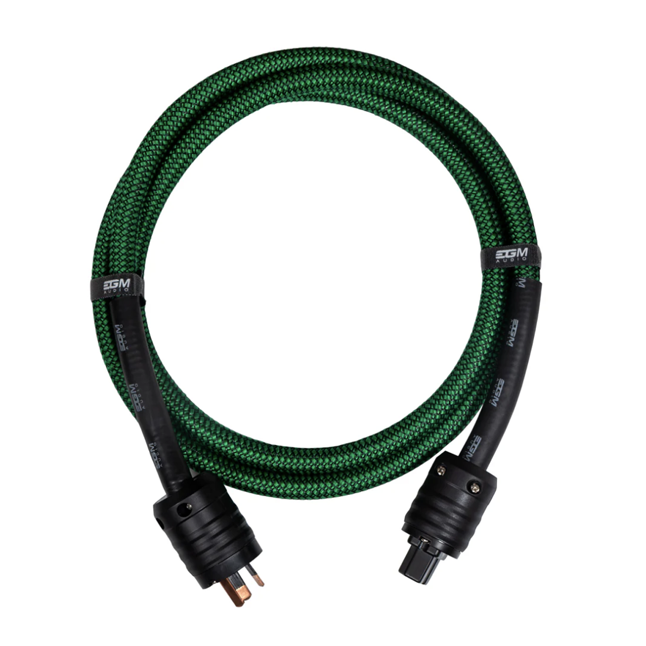 Top view of EGM Audio Emerald Power Cable on white background