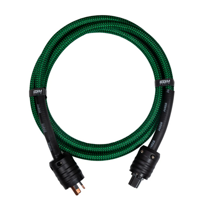 Top view of EGM Audio Emerald Power Cable on white background