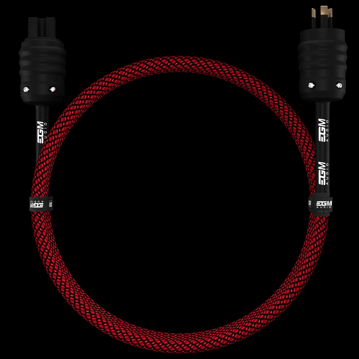 EGM Audio Ruby Power Cable on black background