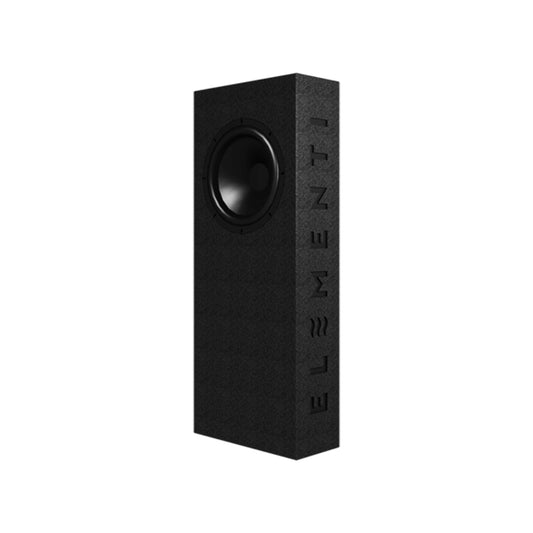 Upright Elementi Audio Basalt Subwoofer on white background