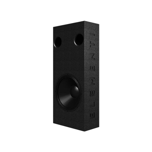 Upright Elementi Audio Onyx Slim Subwoofer on white background