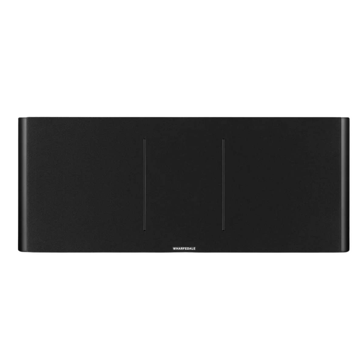 Front view of black Wharfedale Elysian CR Centre Speaker with grille on