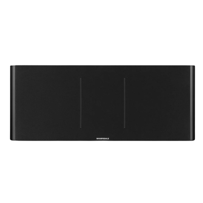 Front view of black Wharfedale Elysian CR Centre Speaker with grille on