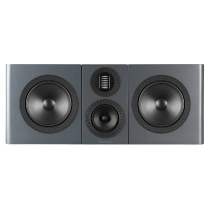 Front view of Wharfedale Elysian CR Centre Speaker in lunar grey grille off