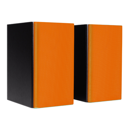 Pair of Encel Raw Gelati Bookshelf Speakers with apricot grille
