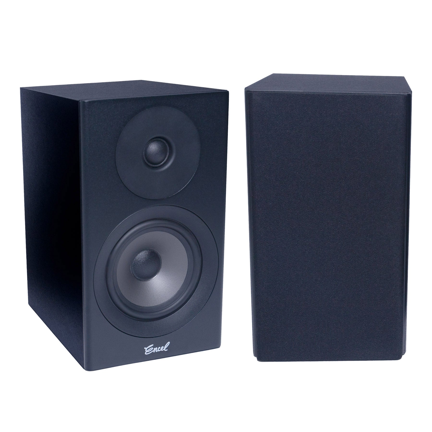 Pair of Encel Raw Gelati Bookshelf Speakers with black grille