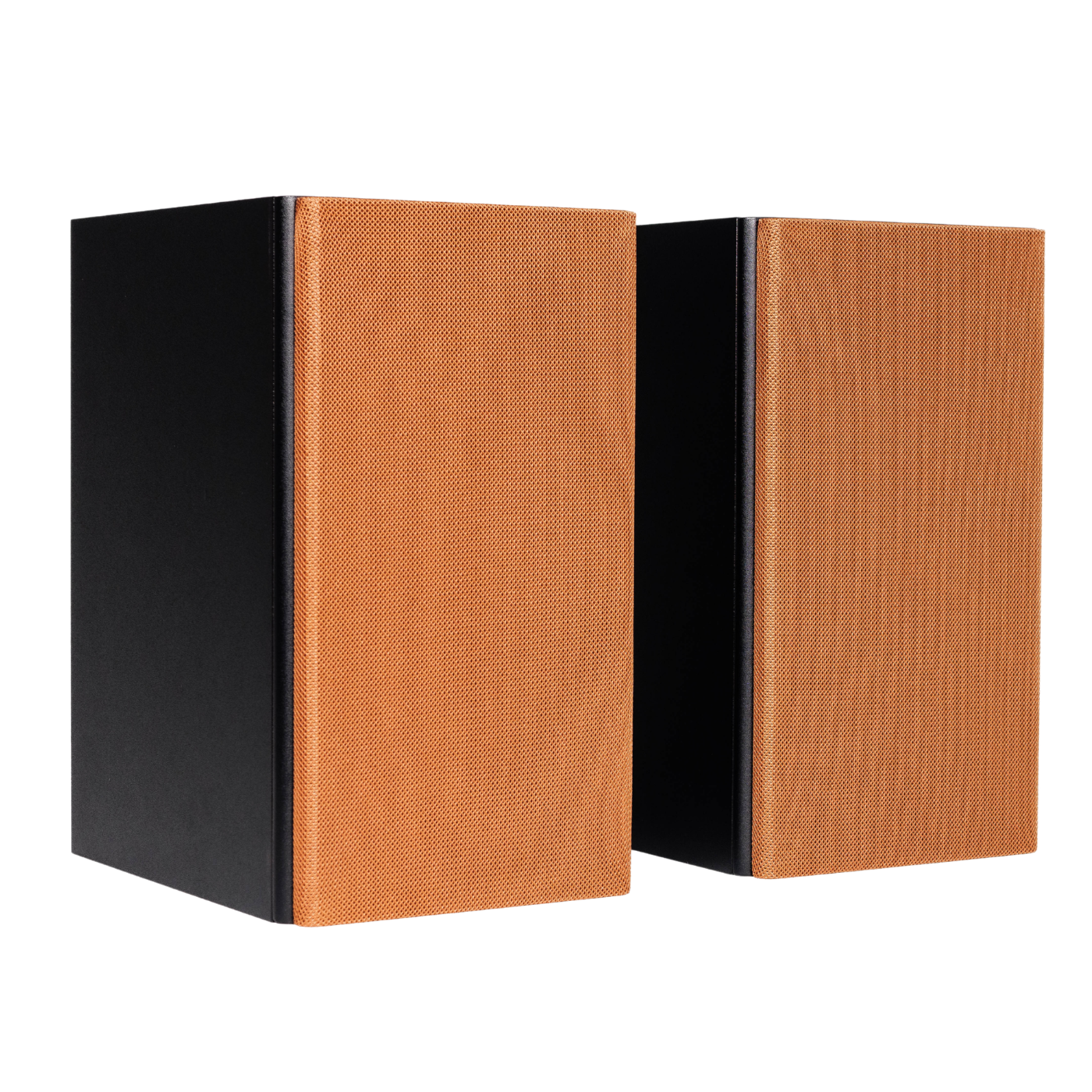 Pair of Encel Raw Gelati Bookshelf Speakers with brown grilles