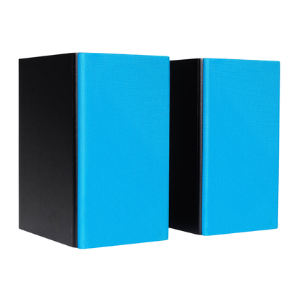 Pair of Encel Raw Gelati Bookshelf Speakers with Electric Blue grilles