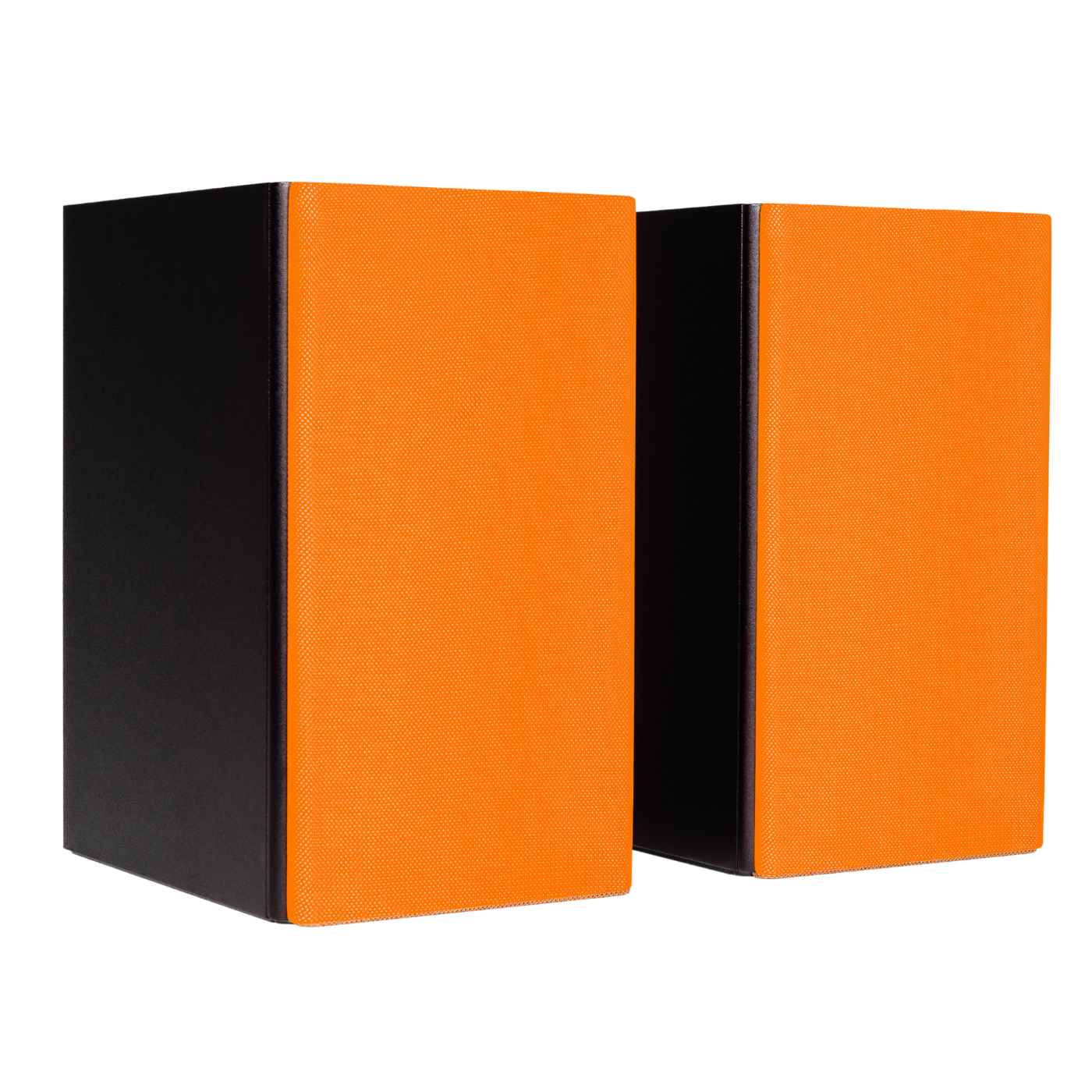 Pair of Encel Raw Gelati Bookshelf Speakers with Fluro Orange grilles