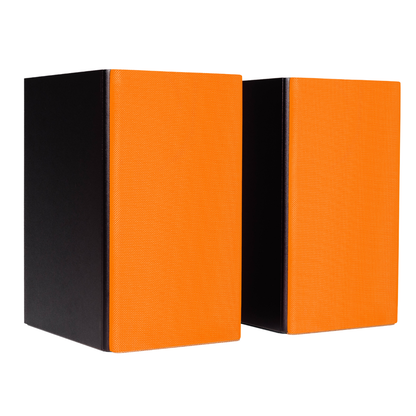Pair of Encel Raw Gelati Bookshelf Speakers with Fluro Orange grilles