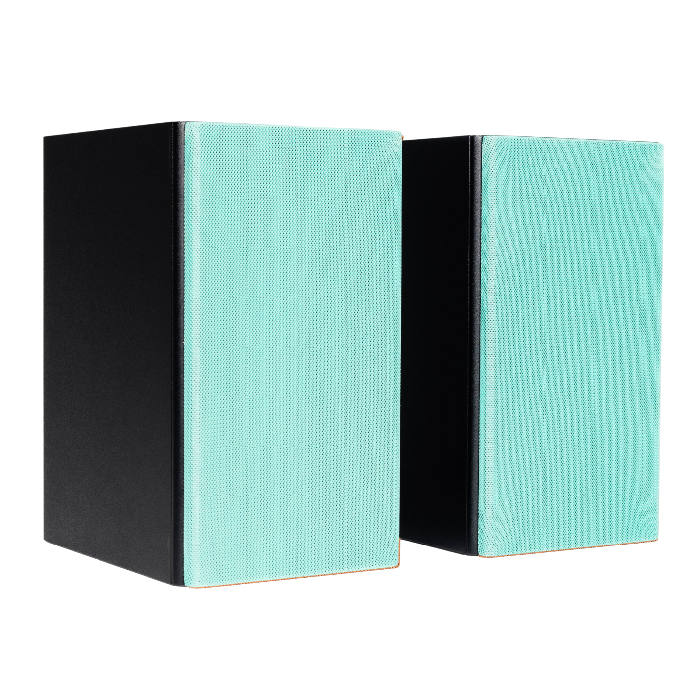 Pair of Encel Raw Gelati Bookshelf Speakers with Turquoise grilles