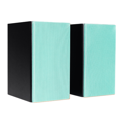 Pair of Encel Raw Gelati Bookshelf Speakers with Turquoise grilles