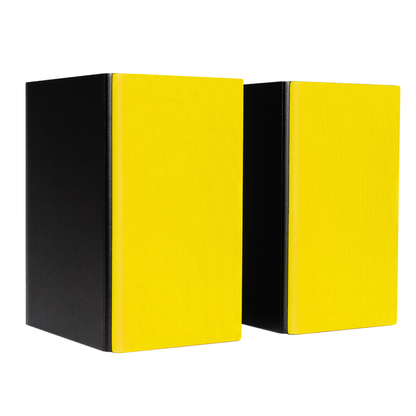 Pair of Encel Raw Gelati Bookshelf Speakers with yellow grilles