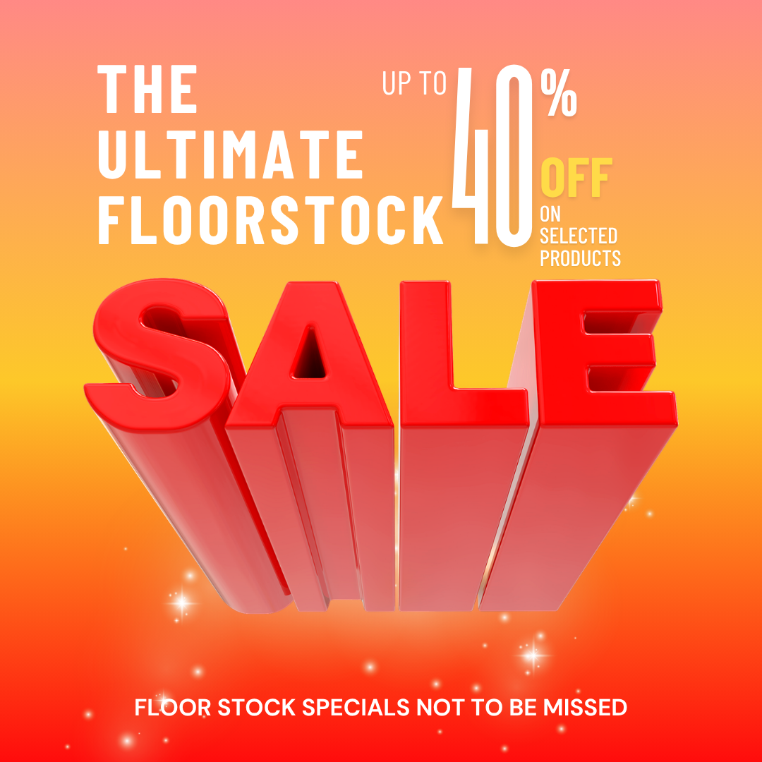 floorstock sale banner in orange red