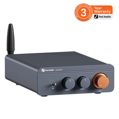 Fosi Audio BT20A Pro Bluetooth Integrated Amplifier with 3 year warranty badge