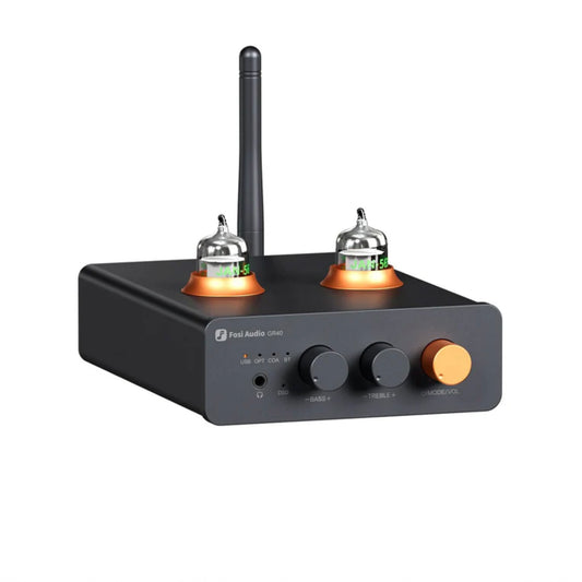 Fosi Audio GR40 Tube DAC Headphone Amp Preamp on white background