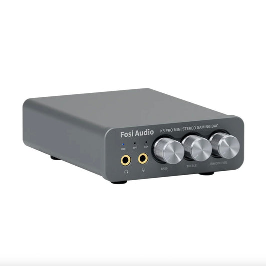 Fosi Audio K5 Pro Gaming DAC Headphone Amplifier on white background