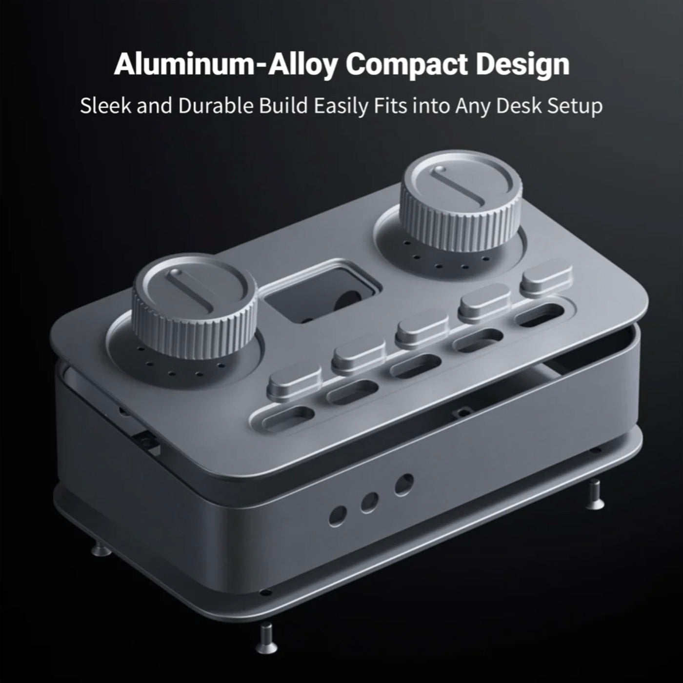 Fosi Audio K7 Desktop DAC Headphone Amplifier on a black background