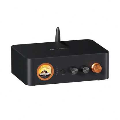 Front angle view of the Fosi Audio MC351 2.1 Channel Integrated Amplifier on white background