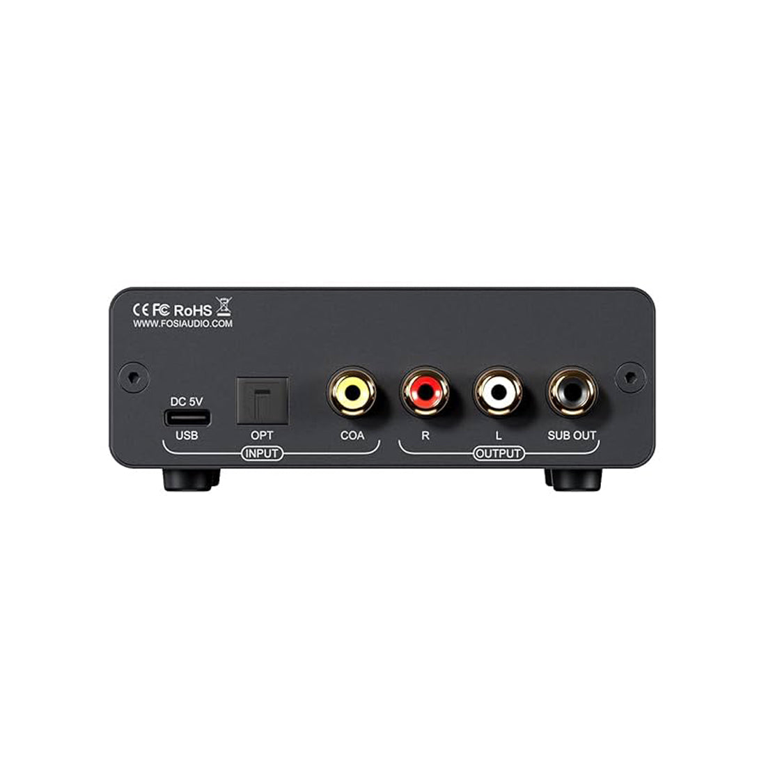 Back panel of Fosi Audio Q6 Desktop DAC