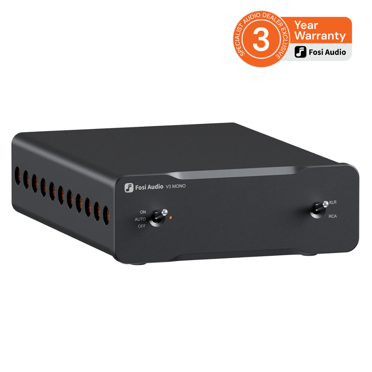 Fosi Audio V3 Mono Power Amplifier with 3 year warranty badge