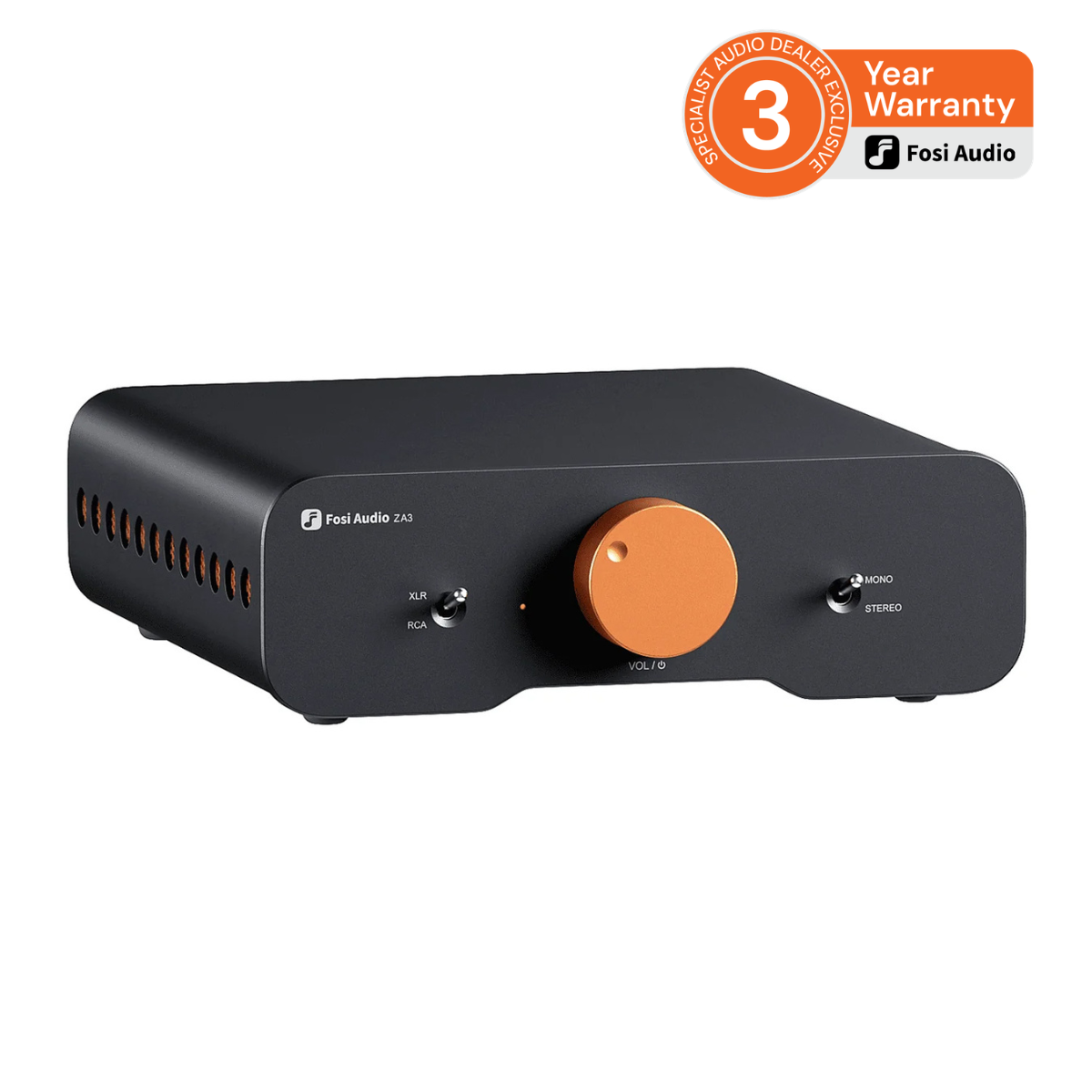 Fosi Audio ZA3 Balanced Stereo Amplifier with 3 year warranty badge