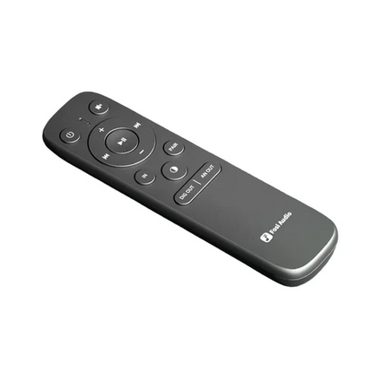 Black remote control on a white background