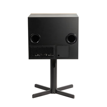 Rear view of black Geneva DeCon/XL Speaker on white background