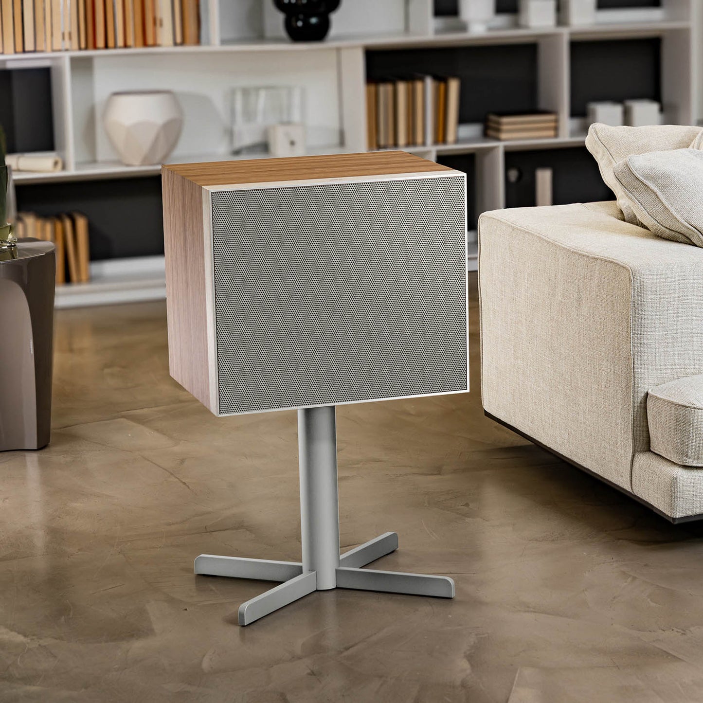 Oak Geneva DeCon/XL Speaker in a living room setting