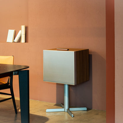 Oak Geneva DeCon/XL Speaker against apricot coloured wall