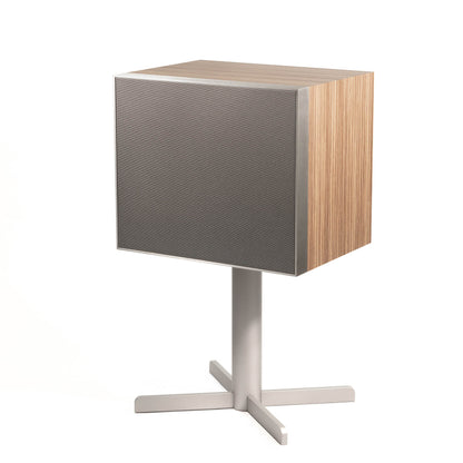 Angle view of oak Geneva DeCon/XL Speaker on white background