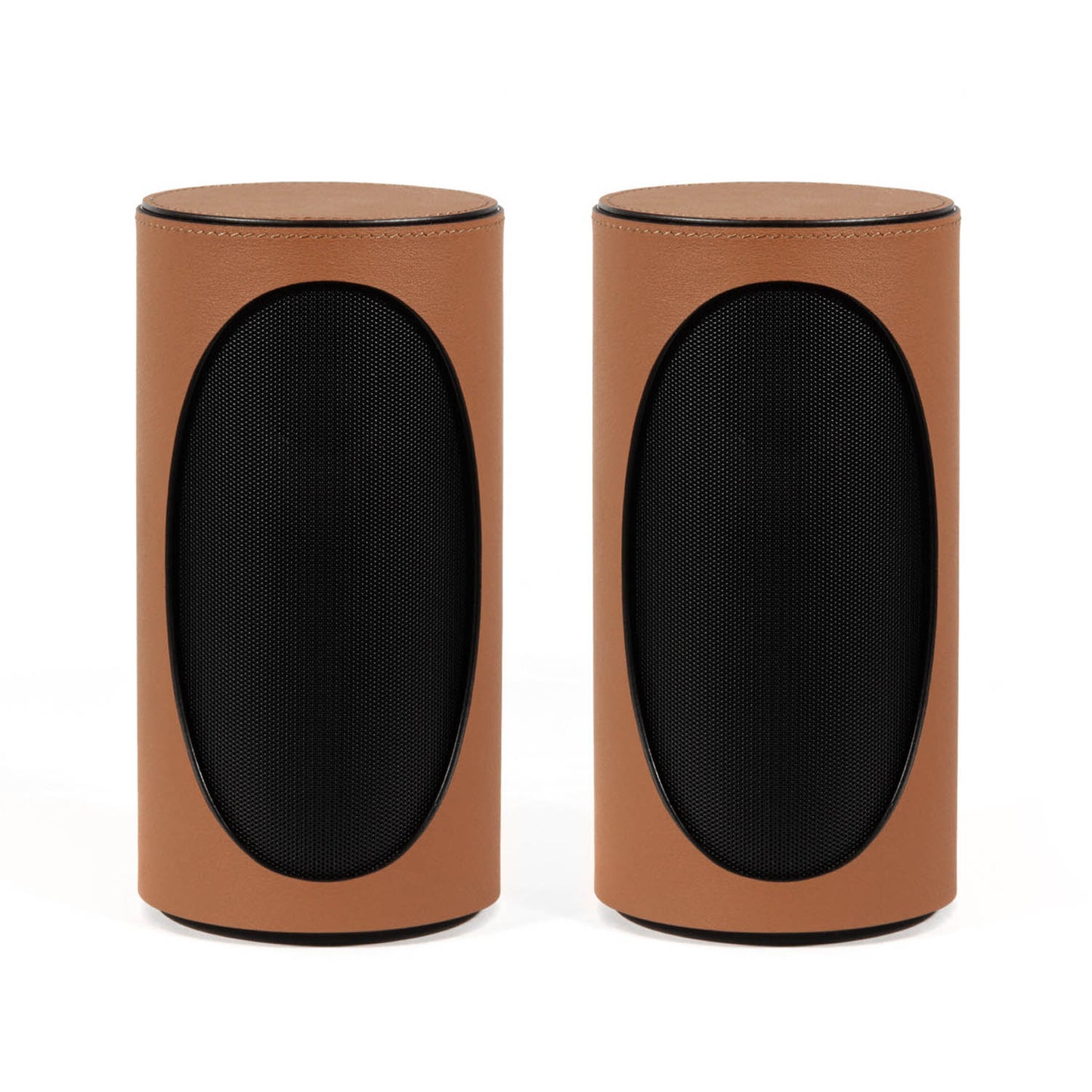 Pair of Geneva Duo Speakers in Cognac on white background