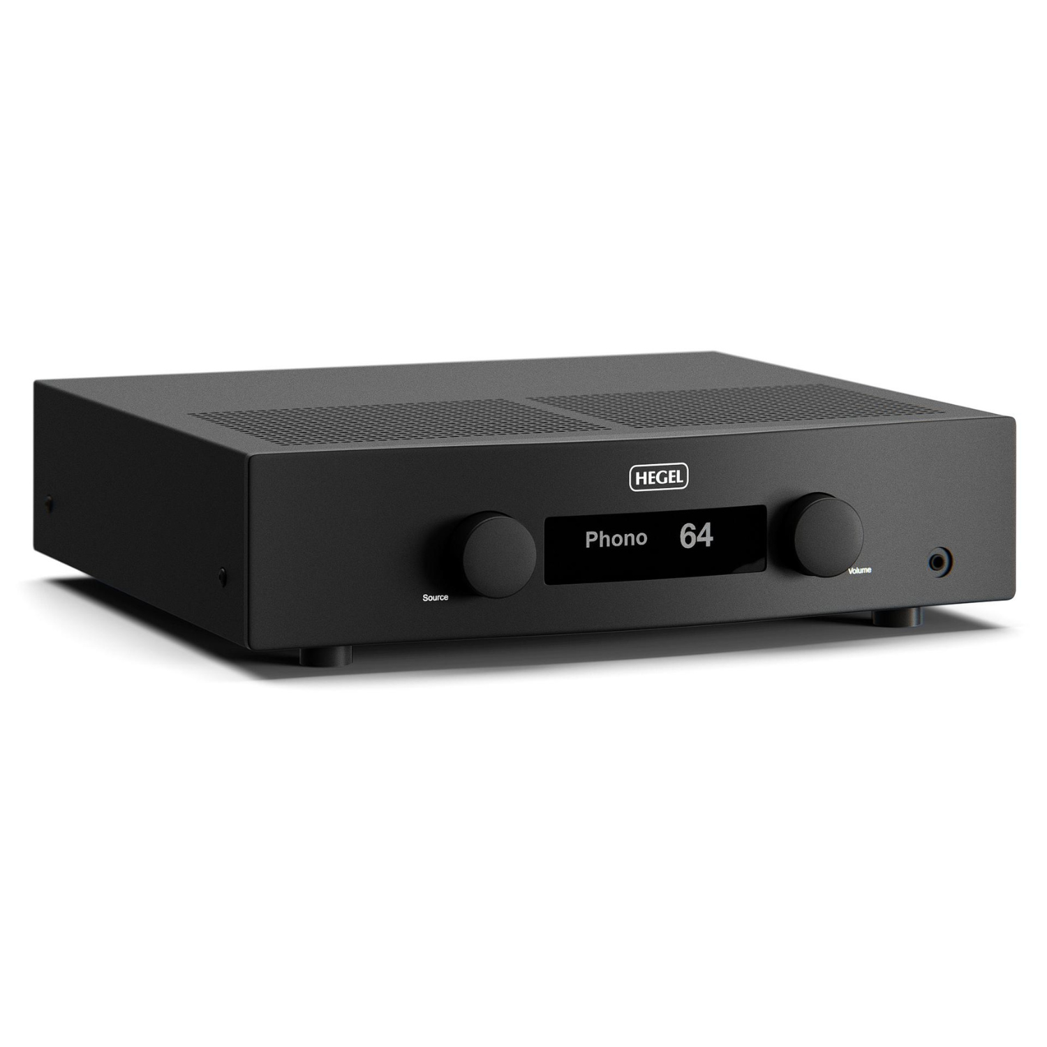 Angle view of Hegel A200 Integrated Amplifier on white background