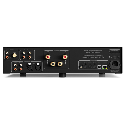 Rear panel of Hegel H190v Streaming Amplifier on white background