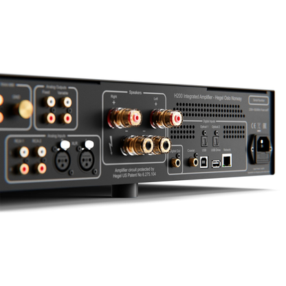 Back view of black Hegel H200 Integrated Amplifier