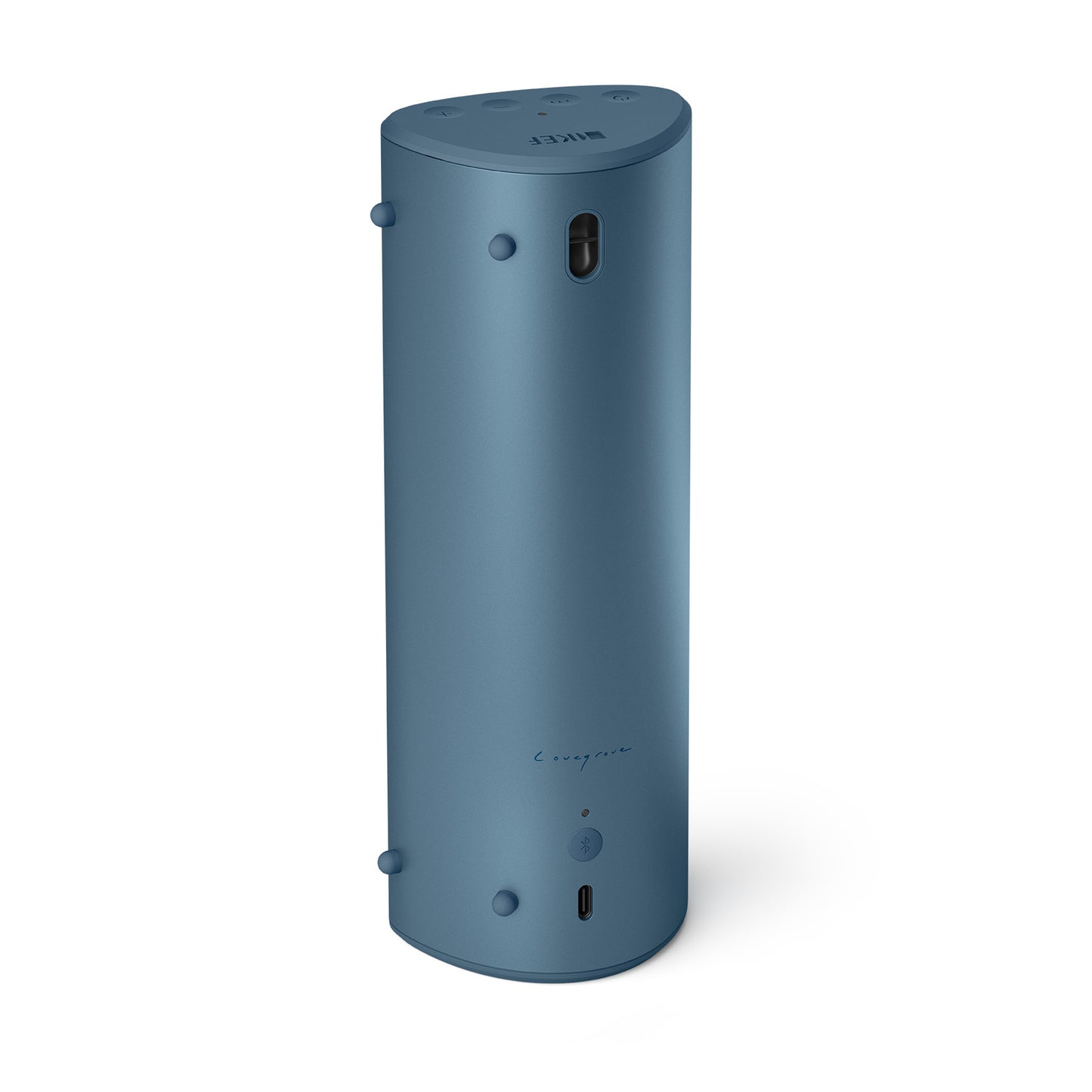 Back of Kef Muo Bluetooth Speaker in Aura Blue