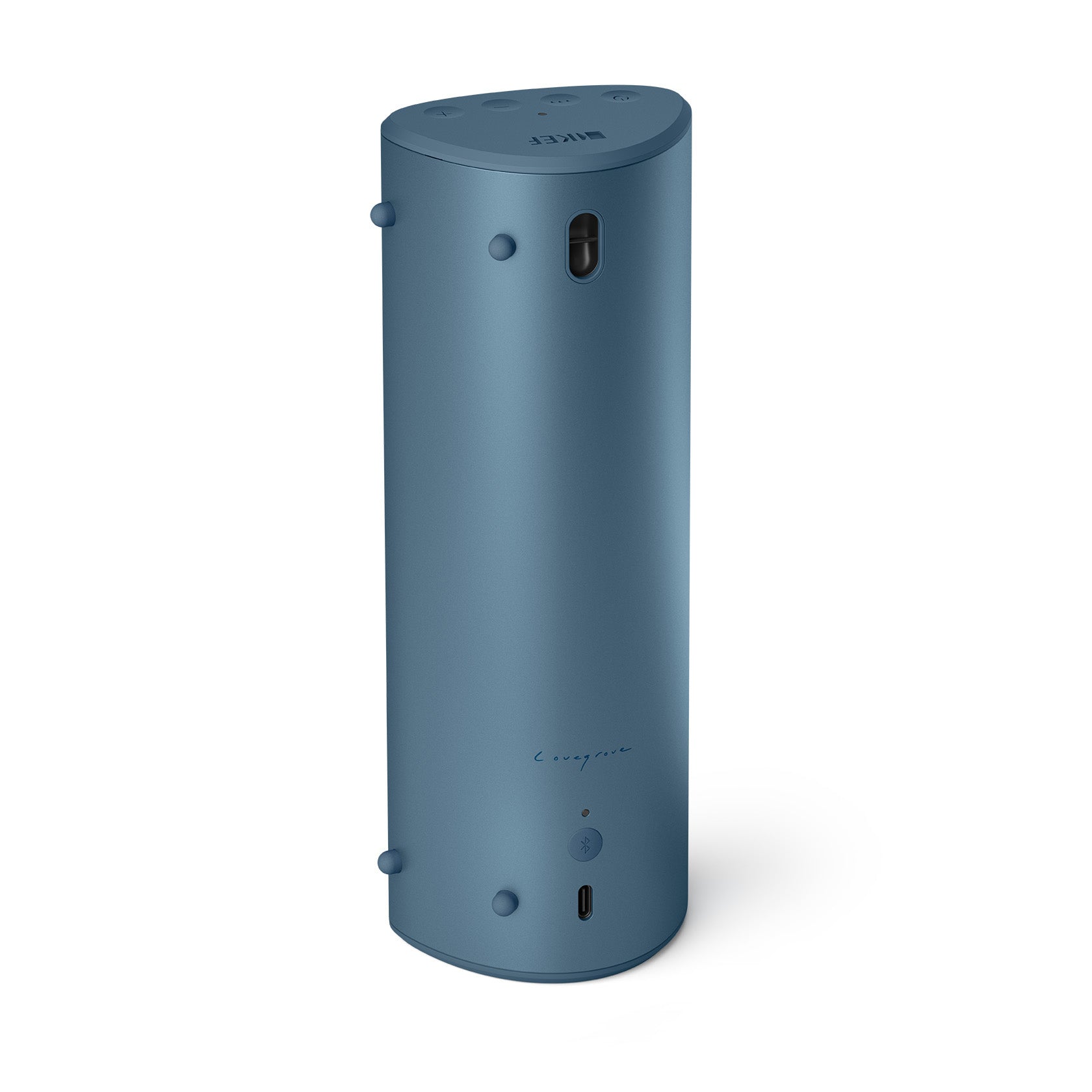 Back of Kef Muo Bluetooth Speaker in Aura Blue